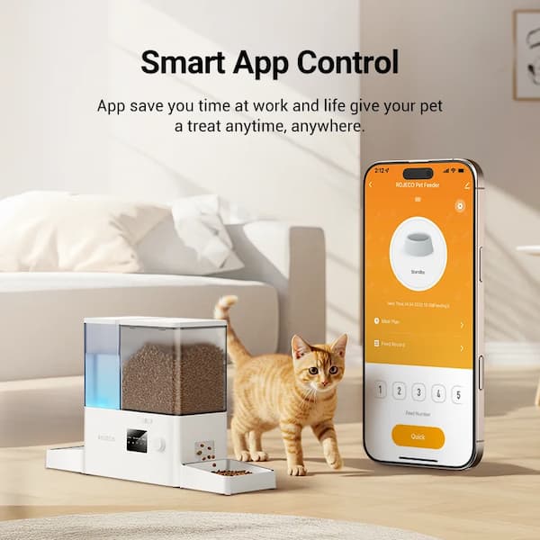 Comedouro Automático Wi-Fi + Fonte de Água 2-em-1