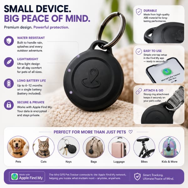 Localizador para Coleira Compatível com Apple Find My
